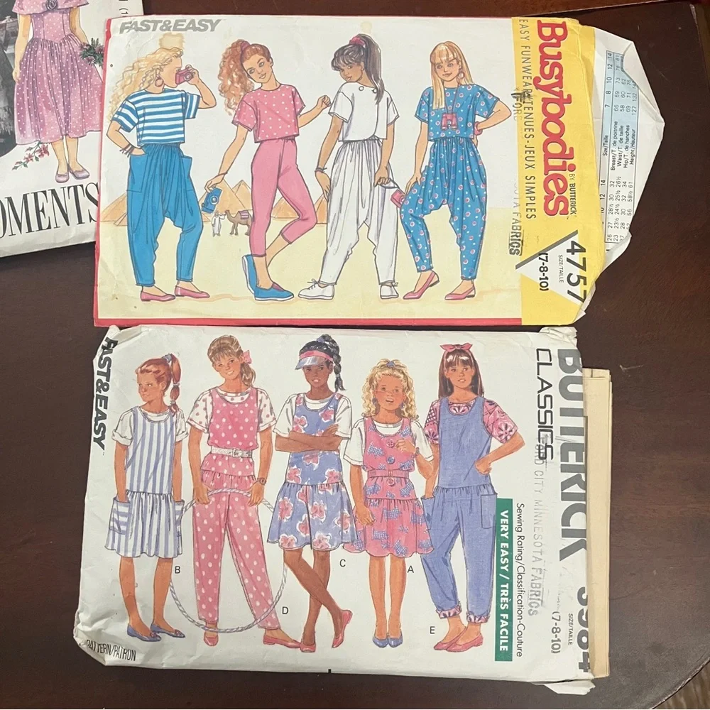 Lot of 8 Vintage 1980s-90s Kids Girl's Sewing Patterns Simplicity, Butterick